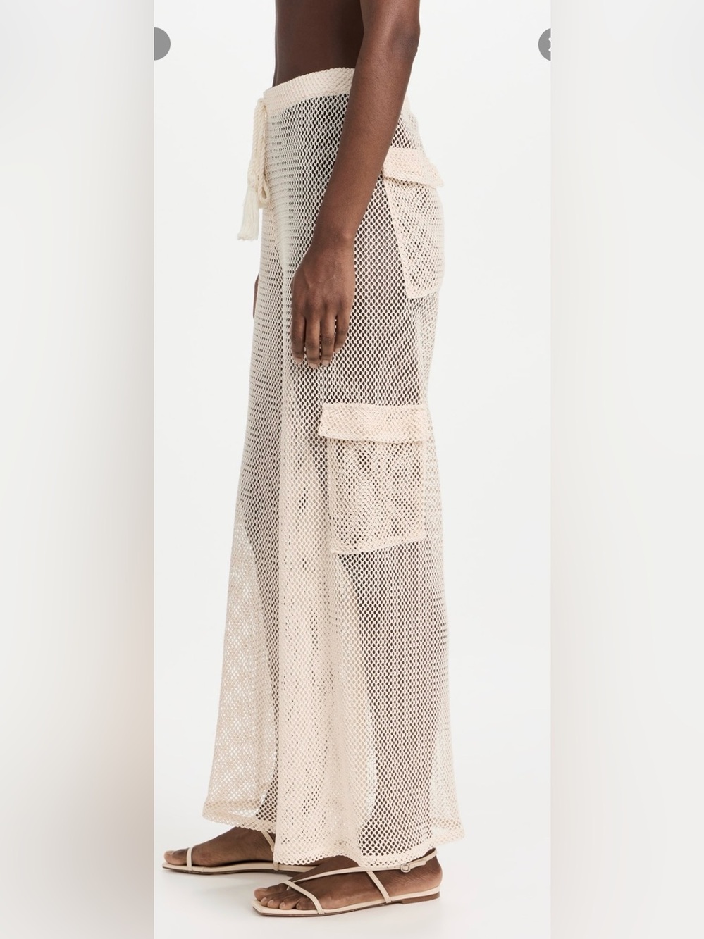 Palmacea swim wear Sheer Crochet Wide-Leg Pants in Cream